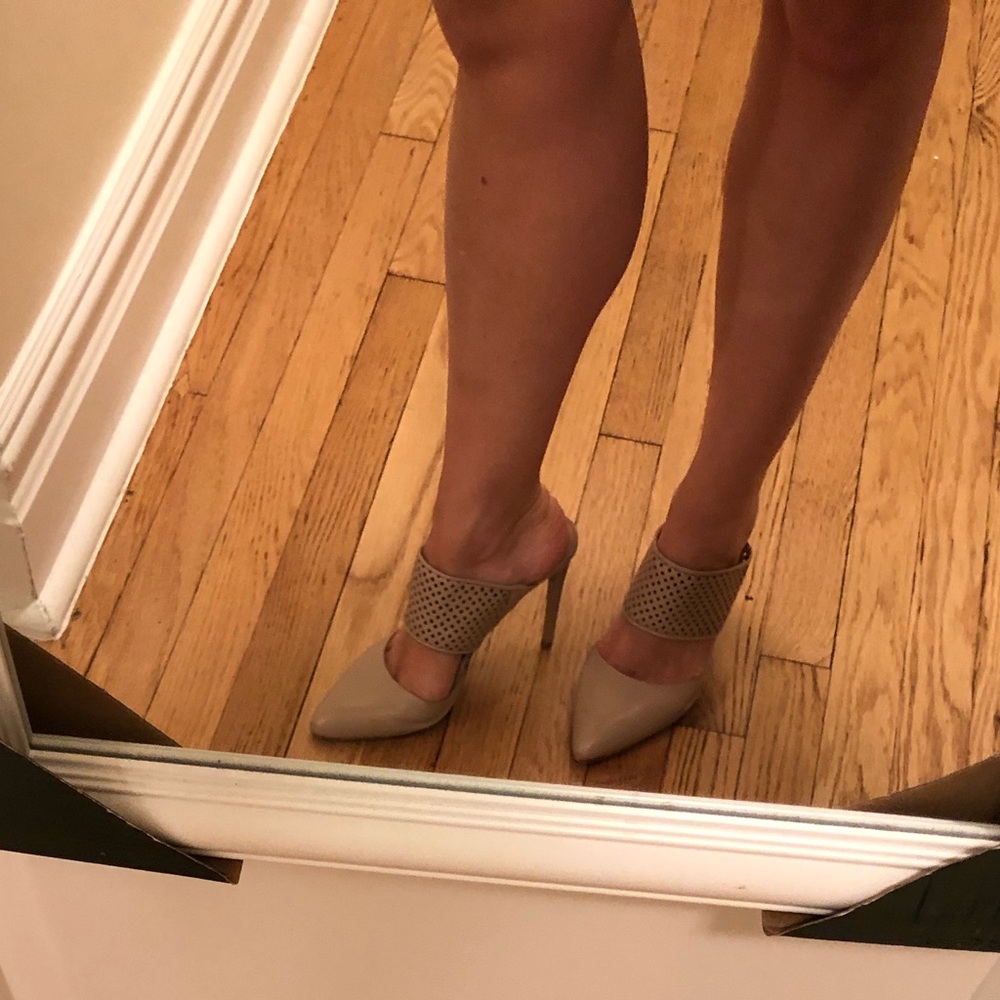 French connection nude heel with eyelet strap